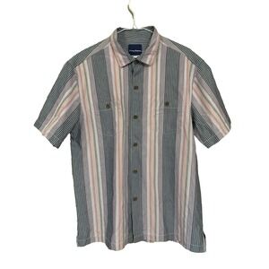 Tommy Bahama Island Zone 75% Silk Short Sleeve Button Up Shirt Men's L Striped